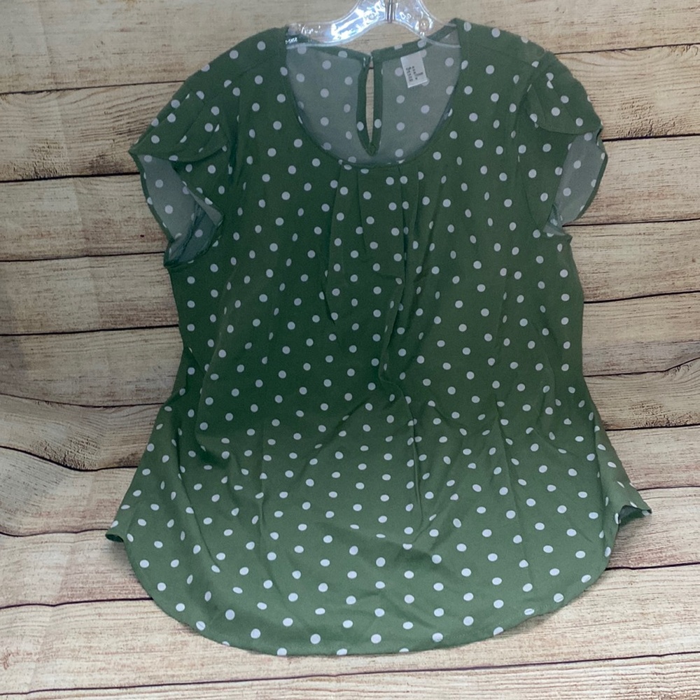 Women's Fashion Summer Round Neck Polka Dot Print Short Sleeve Casual Tops